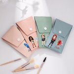 Personalized Fashion Cartoon Girl Floral Birthstone Name Makeup Brush Bag Set with 8 Pcs Makeup Brushes Travel Essentials Birthday Gift for Women