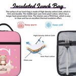 Personalized Multicolor Cute Forest Animal Name Insulated Lunch Bag with Initial and Mesh Pocket Back to School Picnic Birthday Gift for Kids