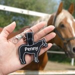 Gepersonaliseerde paard PU lederen sleutelhanger rugzak label met borduurwerk naam paardrijden accessoire Gift voor paardenliefhebbers paardrijders