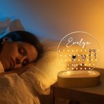 Personalised Heart Shaped Round LED Acrylic Earring Holder with Name and Wooden Base Birthday Earrings Storage Versatile Home Decor Gift for Women