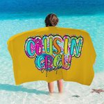 Personalized Multicolor Paisley Design Cousin Crew Quick Dry Oversized Beach Towel with Name Summer Travel Holiday Essential Gift for Family Kids