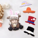 Highland Cow Wooden Tabletop Decor with Personalised 12 Interchangeable Hats and Engraved Name Ear Tag Christmas Easter Gift for Cow Lovers