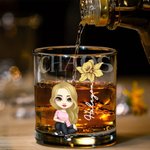 Personalized Cartoon Character Chaos Coordinator 10oz Old Fashioned Whiskey Glass with Birth Flower and Name Birthday Retirement Gift for Men Women