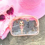 Neceser transparente impermeable personalizado con dibujo de chica y flor de nacimiento con nombre esencial para viaje o cumpleaños para ella