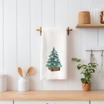 Personlig julgran 100% bomullsabsorberande våffelhandduk för köket med 2-8 familjenamn Semestergåva till familjen