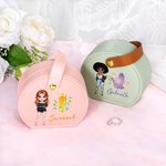 Henkilökohtainen muoti sarjakuva tyttö Floral Birthstone Kannettava nahka käsikäyttöinen korut laatikko nimi Travel Essentials syntymäpäivälahja naisille tytöille