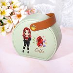 Henkilökohtainen muoti sarjakuva tyttö Floral Birthstone Kannettava nahka käsikäyttöinen korut laatikko nimi Travel Essentials syntymäpäivälahja naisille tytöille