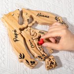 Puzzle di famiglia in legno personalizzabile con 2-8 nomi e cuore rosso decorazione da scrivania regalo per famiglia