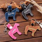 Gepersonaliseerde paard PU lederen sleutelhanger rugzak label met borduurwerk naam paardrijden accessoire Gift voor paardenliefhebbers paardrijders