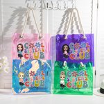 Personalizado Cool Sisters Club Cartoon Character Neon Transparent Tote Bag with Name Travel Essentials Birthday Beach Party Gift for Women Girls