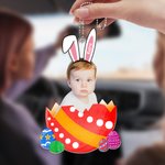 Personalised Photo Easter Egg Ornament with Name Keychain Car Accessories Easter Gift for Family