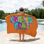 Personalized Multicolor Paisley Design Cousin Crew Quick Dry Oversized Beach Towel with Name Summer Travel Holiday Essential Gift for Family Kids