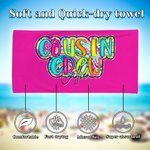 Personalized Multicolor Paisley Design Cousin Crew Quick Dry Oversized Beach Towel with Name Summer Travel Holiday Essential Gift for Family Kids