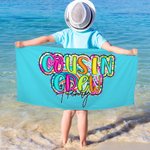 Personalized Multicolor Paisley Design Cousin Crew Quick Dry Oversized Beach Towel with Name Summer Travel Holiday Essential Gift for Family Kids
