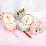 Henkilökohtainen muoti sarjakuva tyttö Floral Birthstone Kannettava nahka käsikäyttöinen korut laatikko nimi Travel Essentials syntymäpäivälahja naisille tytöille