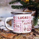 Personalized Heart Repeating Couple's Name 11oz Enamel Mug Birthday Valentine's Day Gift for Couple