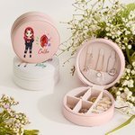 Scatola portagioie in pelle personalizzata con pietra di nascita floreale e nome, regalo di compleanno essenziale per le donne e le ragazze.