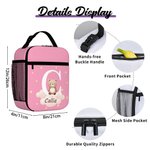 Personalized Multicolor Cute Forest Animal Name Insulated Lunch Bag with Initial and Mesh Pocket Back to School Picnic Birthday Gift for Kids