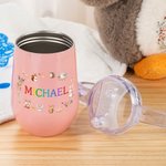 Personalisierte niedliche Tier Freunde 10oz isoliert Sippy Cup mit bunten Namen und Griff Baby Dusche Geburtstag Geschenk für Kleinkind Kind