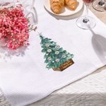 Personlig julgran 100% bomullsabsorberande våffelhandduk för köket med 2-8 familjenamn Semestergåva till familjen