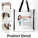 Personalizada Enfermera Doctor Personaje de dibujos animados a prueba de agua Bolsa de asas transparente con nombre Apreciación Regalo para el personal médico