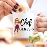 Personalized Chef Cartoon Character 11oz 15oz Ceramic Coffee Mug with Name Birthday Appreciation Gift for Chef