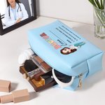 Personalizzato portatile infermiere medico personaggio dei cartoni animati grande borsa per il trucco con nome Regalo di apprezzamento per il personale medico