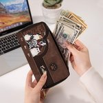 Portafoglio in pelle PU a più scomparti personalizzato con cane e gatto in stile vintage fino a 6 nomi incisi regalo perfetto per amanti degli animali