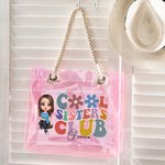 Personalizado Cool Sisters Club Cartoon Character Neon Transparent Tote Bag with Name Travel Essentials Birthday Beach Party Gift for Women Girls