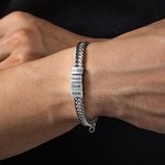 Personalized Engraved 1-12 Name Blocks Curb Bracelet Minimalist Men's Jewelry Birthday Father's Day Gift for Dad Grandpa