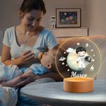 Luz nooctura LED con base de madera personalizada con nombre planeta y astronauta decoración de habitación regalo de cumpleaños para niños