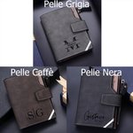 Portafoglio pieghevole compatto in pelle PU con testo personalizzato e foto incisa regalo di compleanno o per la festa del papà