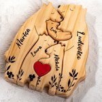 Puzzle di famiglia in legno personalizzabile con 2-8 nomi e cuore rosso decorazione da scrivania regalo per famiglia