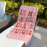 Personalisierte In meiner verlobten Ära Zukunft überdimensioniert saugfähige Mikrofaser Strandtuch mit Namen Strand wesentliche Verlobungsgeschenk für Braut