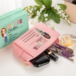 Personalizzato portatile infermiere medico personaggio dei cartoni animati grande borsa per il trucco con nome Regalo di apprezzamento per il personale medico