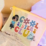 Personalized Cool Sister Club Cartoon Character Waterproof Beach Bag with Name Birthday Wedding Beach Party Gift for Her