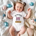 Gepersonaliseerd Mijn 1e Pasen Schattig Konijntje 100% Katoenen Baby rompertje met Naam Pasen Baby Shower Gift voor Pasgeborenen Nieuwe Ouders