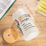 Personlig sjuksköterska läkare tecknad karaktär 20oz frostat glas kopp med lock och sugrör dagliga resor födelsedag uppskattning gåva för medicinsk personal