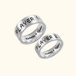 Anillo personalizado con nombre anillo único para pareja grabado Player1 Player2 con letra de píxeles regalo para parejas