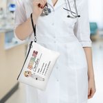 Personalized Portable Nurse Doctor Cartoon Character Wristlet Makeup Bag with Name Appreciation Gift for Medical Staff