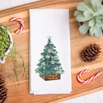 Personlig julgran 100% bomullsabsorberande våffelhandduk för köket med 2-8 familjenamn Semestergåva till familjen