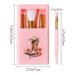 Personalized Floral Birth Month Flower Cowgirl Boots 5Pcs Makeup Brush Set with Mirror Travel Essential Birthday Wedding Gift for Women
