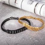 Personalized Engraved 1-12 Name Blocks Curb Bracelet Minimalist Men's Jewelry Birthday Father's Day Gift for Dad Grandpa