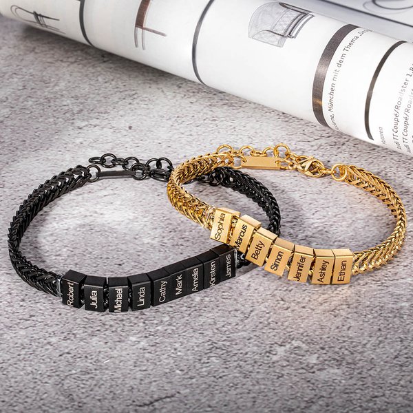 Personligt graverat 1-12 namnblock Curb-armband Minimalistiska herrsmycken Födelsedag fars dag present till pappa farfar