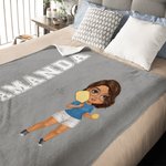 Personalized Softball Baseball Sports Girl Soft Throw Blanket with Name and Number Multicolor Home Decor Game Day Birthday Gift for Ball Lovers