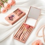 Personalized Floral Birth Month Flower Cowgirl Boots 5Pcs Makeup Brush Set with Mirror Travel Essential Birthday Wedding Gift for Women