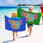 Gepersonaliseerde Fashion Dalmatische Stippen Neef Crew Sneldrogende Oversized Strandhanddoek met Naam Zomer Reizen Essentieel Strandfeest Cadeau voor Familie Kinderen