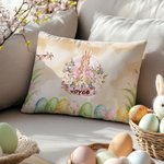 Personalisierte Floral Cross Peter Rabbit Eggs Soft Pillow Cover mit Namen Home Decor Ostern Geburtstag Baby Dusche Geschenk für Kinder Familie
