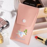 Personalized Fashion Cartoon Girl Floral Birthstone Name Makeup Brush Bag Set with 8 Pcs Makeup Brushes Travel Essentials Birthday Gift for Women