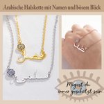 Personalisierte Zierliche Böser-Blick Arabische Name Halskette Islamisches Schutz Schmuck Geburtstag Eid Geschenk für Damen